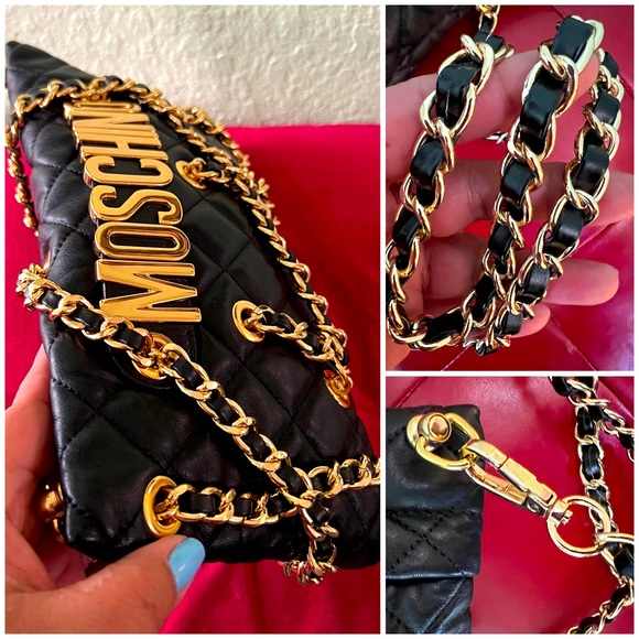 👑✅PRICE FIRM✅NO OFFERS SUPER SALE!! 👑AUTHENTIC Moschino Leather Clutch Bag - Picture 11 of 17